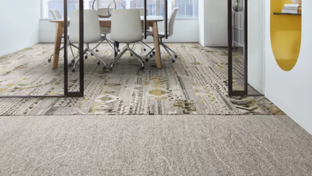 Interface Third Space 301 and Perfect Pair carpet tile in corporate meeting room or training room