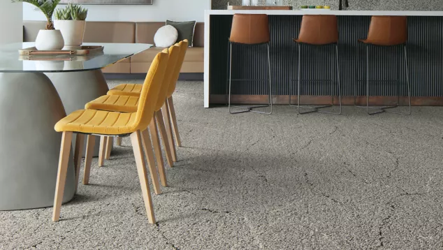 Interface Third Space 307 carpet tile in casual dining seating area