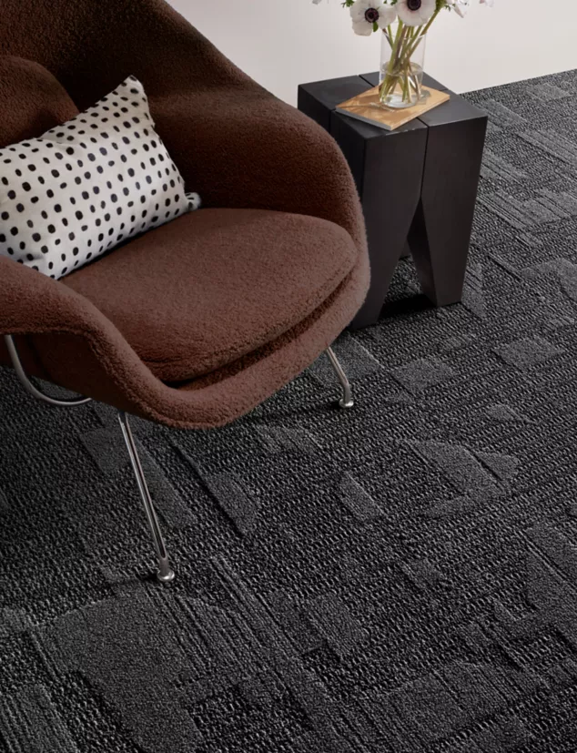 Interface E612 plank carpet tile in corporate lobby